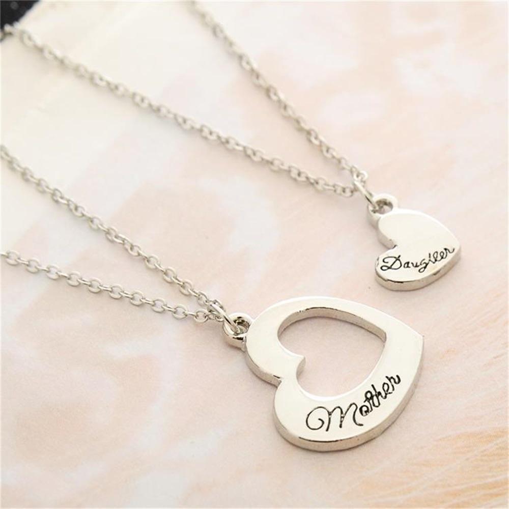 Vintage Mother Daughter Heart Necklace